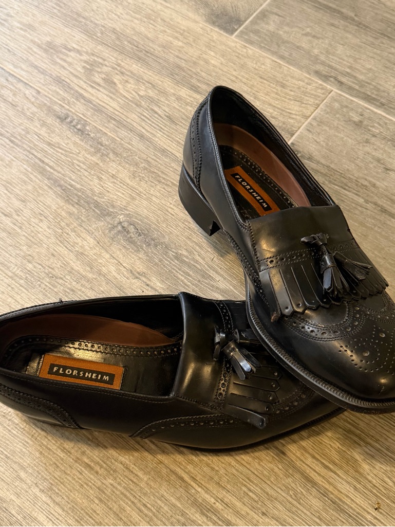 Florsheim Lexington Wingtip Loafer Mens 9.5 D Leather Brogue Black Office Casual